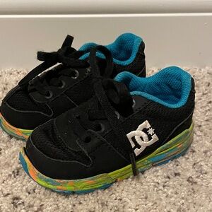 DC Kids Black Sneakers with Blue and Green Accents